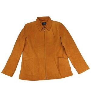 MontanaCo‎ Suede Leather Jacket Women's Full Zip Copper Orange Warm Tone Large